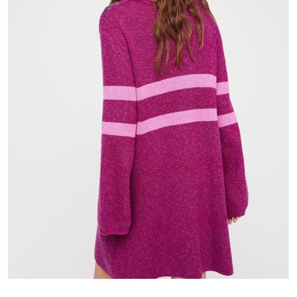 Free People On Your Team Sweater Dress Pink Size XS Balloon Sleeve Stretch Knit - Picture 3 of 11
